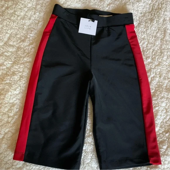 Zara Shorts Nwt Zara Black Red Striped Tights Shorts Size S